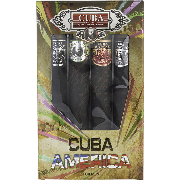 Cuba Variety - 4 Piece Variety With Cuba Black, Brown, Green, & Grey & All Are Edt Spray 1.17 Oz