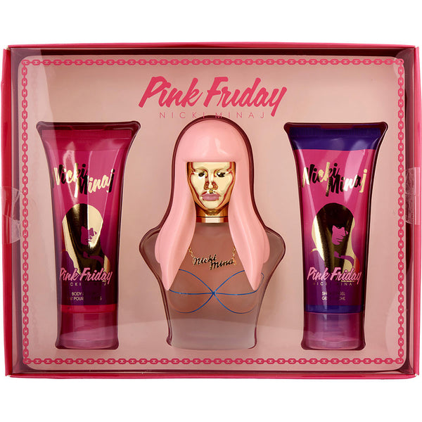 Nicki Minaj Pink Friday - Eau De Parfum Spray 3.4 Oz & Body Lotion 3.4 Oz & Shower Gel 3.4 Oz