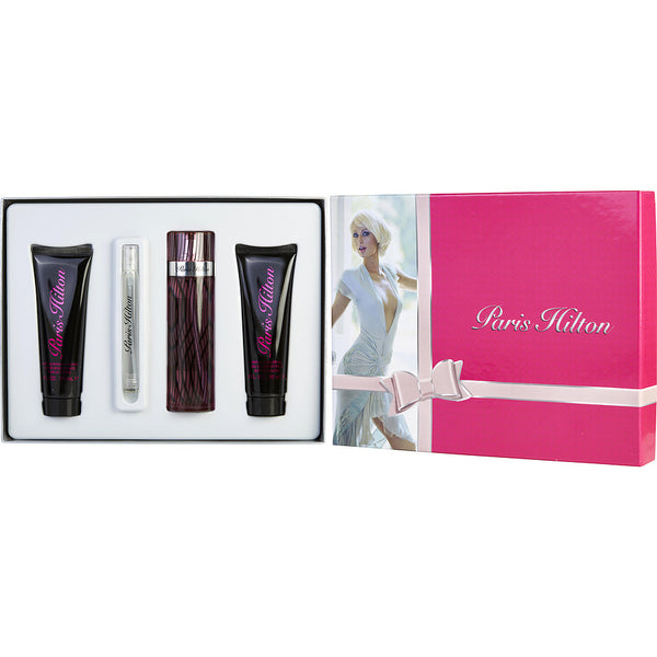 Paris Hilton - Eau De Parfum Spray 3.4 Oz & Body Lotion 3 Oz & Shower Gel 3 Oz & Eau De Parfum Spray 0.34 Oz Mini