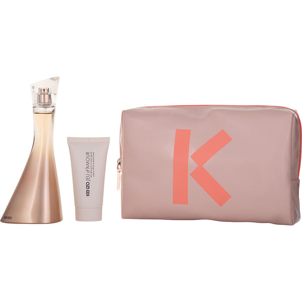 Kenzo Jeu D'amour   Eau De Parfum Spray 3.4 Oz & Creamy Milk 1.7 Oz & Pouch