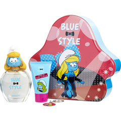 Smurfs 3d - 3 Pieces Smurfette With Edt Spray 3.4 Oz & Shower Gel 2.5 Oz & Key Chain (Blue & Style)