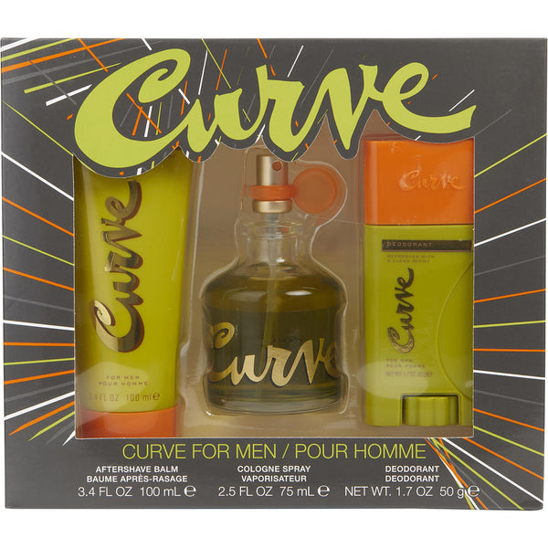 Curve - Cologne Spray 2.5 Oz & Aftershave Balm 3.4 Oz & Deodorant Stick 1.7 Oz