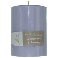 Lavender & Honey   One 3x4 Inch Pillar Candle.  Burns Approx.