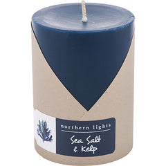 Sea Salt & Kelp One Pillar Candle. 3x4 Inch - Burns 80 Hours