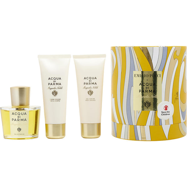 Acqua Di Parma Magnolia Nobile - Eau De Parfum Spray 3.4 Oz & Body Cream 2.5 Oz & Bath And Shower Gel 2.5 Oz