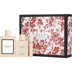 Gucci Bloom   Eau De Parfum Spray 3.3 Oz & Body Lotion 3.4 Oz & Eau De Parfum Rollerball 0.25 Oz Mini