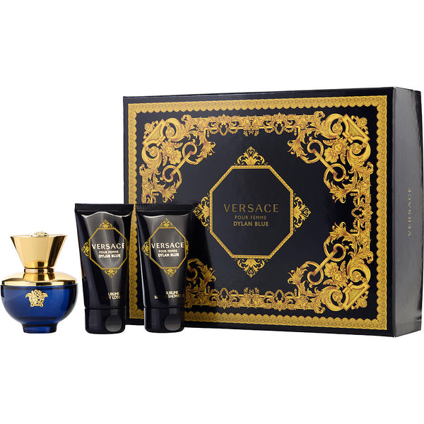 Versace Dylan Blue - Eau De Parfum Spray 1.7 Oz & Body Lotion 1.7 Oz & Shower Gel 1.7 Oz