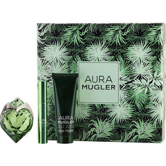 Aura Mugler - Eau De Parfum Refillable Spray 1 Oz & Body Lotion 1.7 Oz & Parfum Pen 0.10 Oz