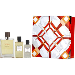 Terre D'hermes Eau Intense Vetiver   Eau De Parfum Spray 3.3 Oz & Aftershave Lotion 1.35 Oz & Hair And Shower Gel 2.8 Oz