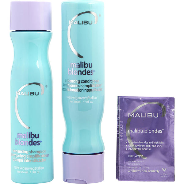 Malibu Hair Care  - Set-malibu Blondes Enhancing Kit With Shampoo 9 Oz & Conditioner 9 Oz & Hair Remedy 0.17 Oz (4 Packets) - U