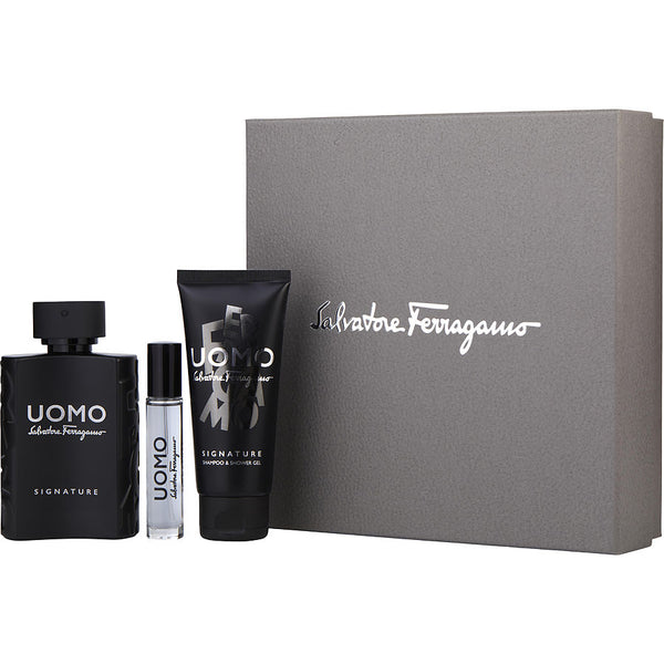 Salvatore Ferragamo Uomo Signature   Eau De Parfum Spray 3.4 Oz & Shower Gel 3.4 Oz & Eau De Parfum Spray 0.34 Oz Mini