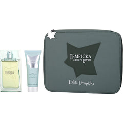 Lolita Lempicka Green Lover - Edt Spray 3.4 Oz & Aftershave Gel 2.5 Oz & Toiletry Bag