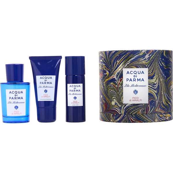 Acqua Di Parma Blue Mediterraneo Fico Di Amalfi    Edt Spray 2.5 Oz & Body Lotion 1.7 Oz & Shower Gel 1.3 Oz