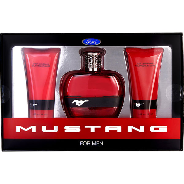 Ford Mustang Red - Edt Spray 3.4 Oz & Hair And Body Wash 3.4 Oz & Aftershave Balm 3.4 Oz