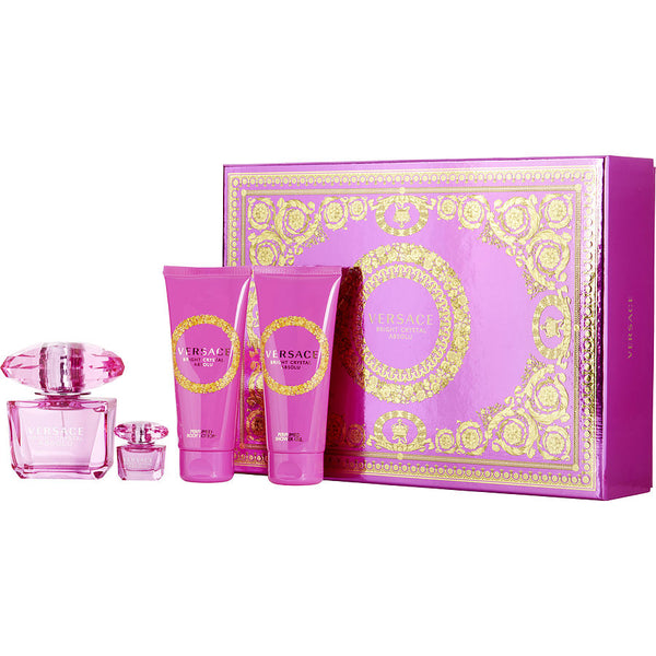 Versace Bright Crystal Absolu  - Eau De Parfum Spray 3 Oz & Body Lotion 3.4 Oz & Shower Gel 3.4 Oz & Eau De Parfum 0.17 Oz Mini