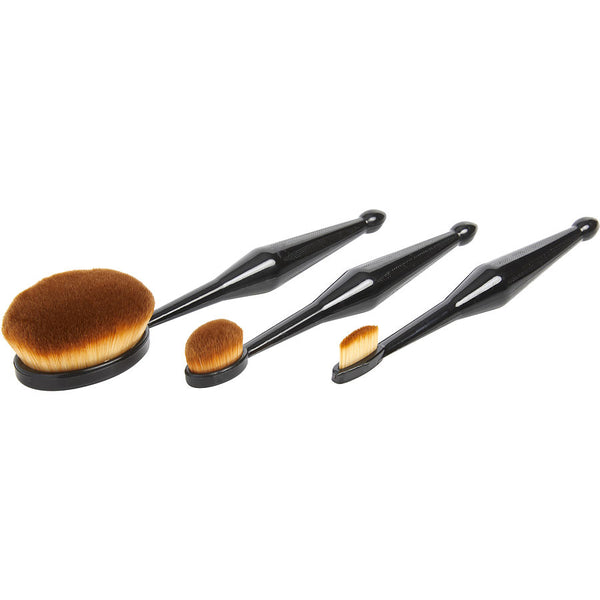 Qentissi - Make Up Oval Brush Set: Small Straight Shaped Brush + Medium Oval Shaped Brush + Large Oval Shaped Brush -