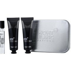 Mont Blanc Legend   Edt Spray 0.25 Oz & Aftershave Balm 1 Oz & All Over Shower Gel 1 Oz & Tim Box