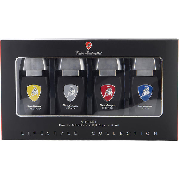 Lamborghini Variety - 4 Piece Variety With Prestigio & Mitico & Intenso & Acqua And All Are Edt 0.5 Oz