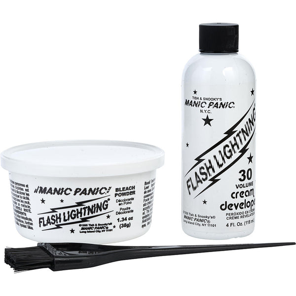 Manic Panic   Flash Lightening Complete Hair Lightening Kit: Bleach Powder & 30 Volume Cream Developer & Mixing Tub & Tint Brush & Plastic Cap & Plastic Gloves & Instruction Booklet