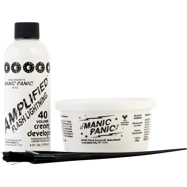 Manic Panic   Amplified Flash Lightening Super Strength Bleach Kit: Bleach Powder & 40 Volume Cream Developer & Mixing Tub & Tint Brush & Plastic Cap & Plastic Gloves & Instruction Booklet