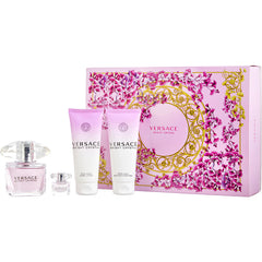 Versace Bright Crystal- Edt Spray 3 Oz & Body Lotion 3.4 Oz & Shower Gel 3.4 Oz & Edt 0.17 Oz Mini