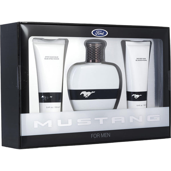 Ford Mustang White - Edt Spray 3.4 Oz & Hair And Body Wash 3.4 Oz & Aftershave Balm 3.4 Oz