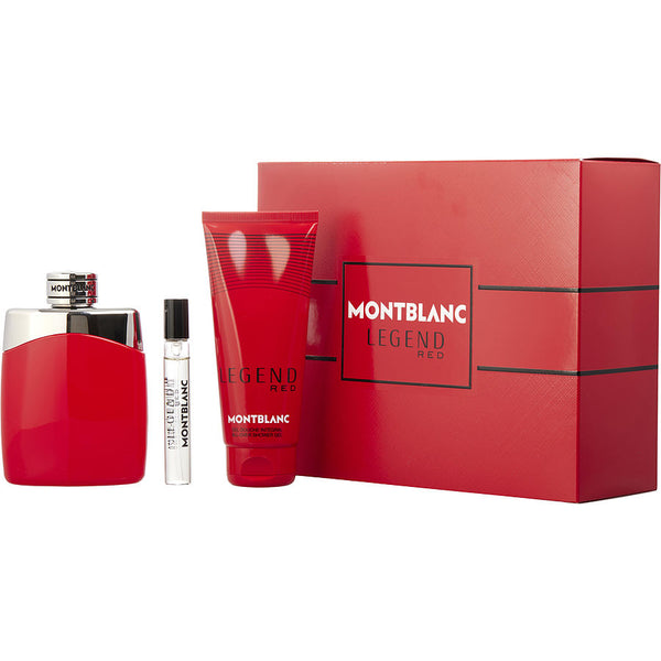 Mont Blanc Legend Red - Eau De Parfum Spray 3.3 Oz & Shower Gel 3.3 Oz & Eau De Parfum Spray 0.25 Oz