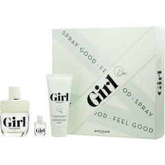 Rochas Girl - Edt Spray 3.4 Oz & Shower Gel 3.4 Oz  & Edt Spray 0.15 Oz Mini