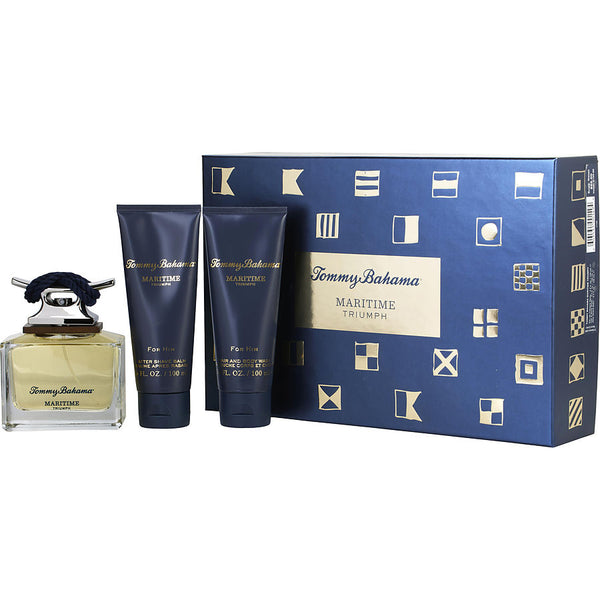 Tommy Bahama Maritime Triumph - Eau De Cologne Spray 4.2 Oz & After Shave Balm 3.4 Oz & Hair & Body Wash 3.4 Oz