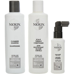 Nioxin - Set-3 Piece Full Kit System 1 With Cleanser Shampoo 5 Oz & Scalp Therapy Conditioner 5 Oz & Scalp Treatment 1.7 Oz