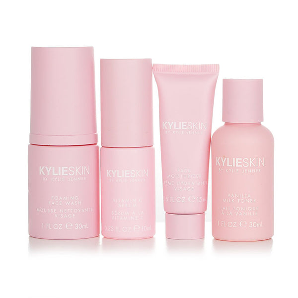 Kylie Skin   4 Piece Mini Set: Foaming Face Wash 30ml + Face Moisturizer 15ml + Vitamin C Serum 10ml + Vanilla Milk Toner 30ml