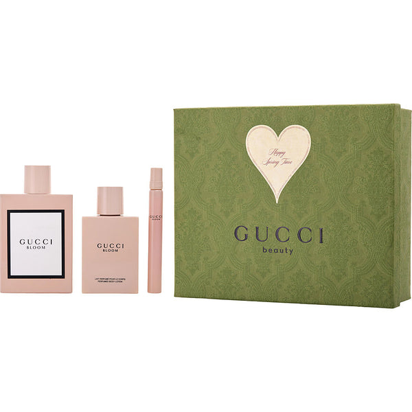 Gucci Bloom   Eau De Parfum Spray 3.3 Oz & Body Lotion 3.4 Oz & Eau De Parfum Spray 0.25 Oz Mini