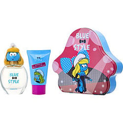 SMURFS 3D by First American Brands   SMURFETTE EDT SPRAY 1.7 OZ & SHOWER GEL 2.5 OZ & METAL LUNCH BOX (BLUE & STYLE)