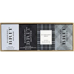 BURBERRY VARIETY by Burberry   4 PIECE MENS VARIETY WITH BURBERRY BRIT RHYTHM INTENSE & BURBERRY BRIT & BURBERRY BRIT RHYTHM & BURBERRY BRIT SPLASH AND ALL ARE EDT 0.17 OZ MINIS