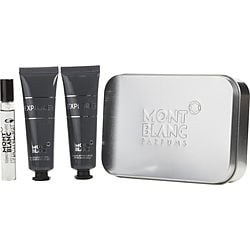 MONT BLANC EXPLORER by Mont Blanc   EAU DE PARFUM 0.25 OZ MINI & AFTERSHAVE BALM 1 OZ & SHOWER GEL 1 OZ & TRAVEL POUCH