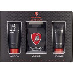 LAMBORGHINI CLASSICO by Tonino Lamborghini   EDT SPRAY 4.2 OZ & AFTERSHAVE BALM 3.4 OZ & SHOWER GEL 3.4 OZ