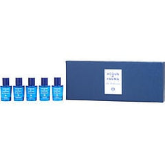 ACQUA DI PARMA BLUE MEDITERRANEO VARIETY by Acqua di Parma   5 PIECE VARIETY WITH ARANCIA DI CAPRI & BERGAMOTTO DI CALABRIA & FICO DI AMALFI & MIRTO DI PANAREA & CHINOTTO DI LIGURIA AND ALL ARE EDT 0.17 OZ MINI